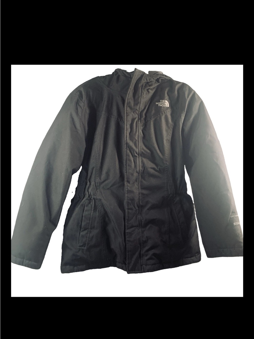 The North Face Girls 550 Dryvent Hooded Fur Down Puffer Jacket Coat Size XL 18